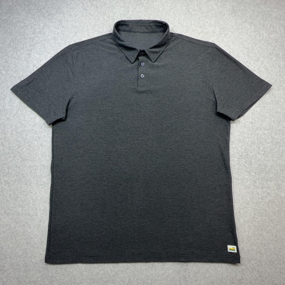 Vuori Strato Tech Polo Shirt Mens Large Gray Solid Performance Lightweight V188